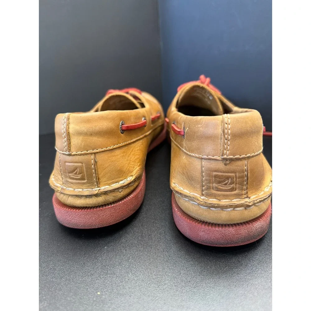Sperry Top-Sider Mens Authentic Original Leather Boat Shoes Tan Red Sole Laces